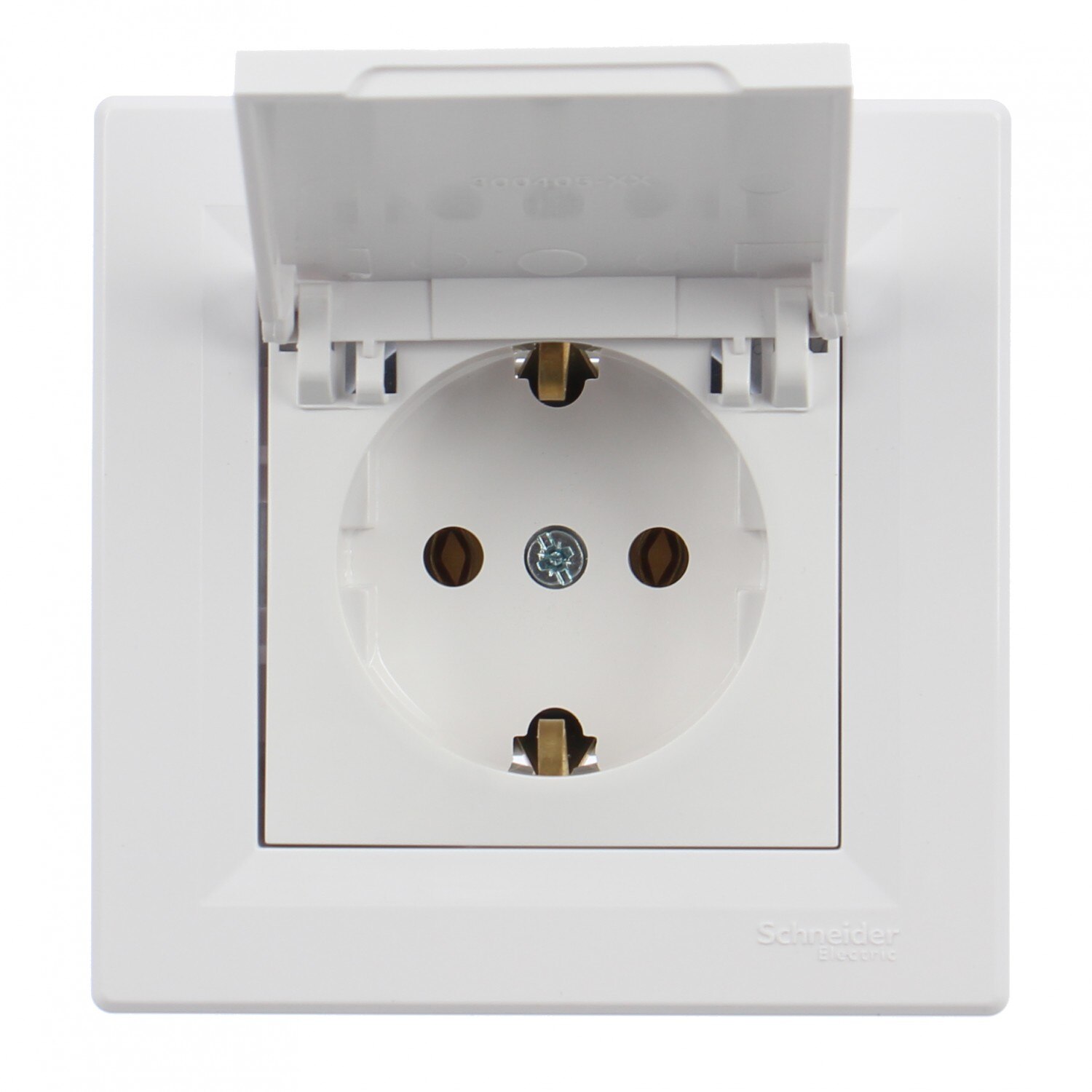 Priza simpla Schneider Electric Asfora EPH3100121, incastrata, rama inclusa, contact de protectie, alba
