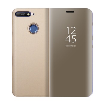 Husa Flip Mirror - Huawei Y6 Prime 2018 - Auriu Husa Flip Mirror - Huawei Y6 Prime 2018 - Auriu