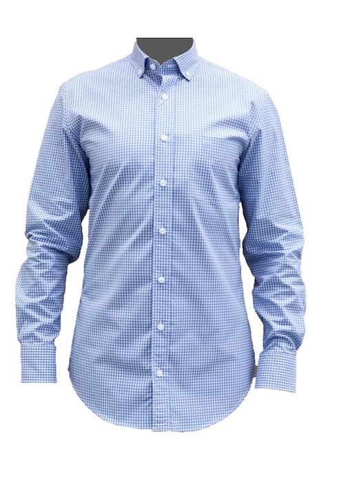 Camasa maneca lunga, Red Mountain, 100% bumbac egiptean, alb / albastru, carouri, barbati