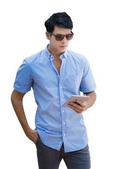 Camasa maneca scurta, Red Mountain, 100% bumbac egiptean, barbati, Alb/Albastru Camasa maneca scurta, Red Mountain, 100% bumbac egiptean, barbati, Alb/Albastru