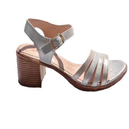 Sanda tinereasca cu insertii argintii,toc gros,D&J Exclusive, Alb