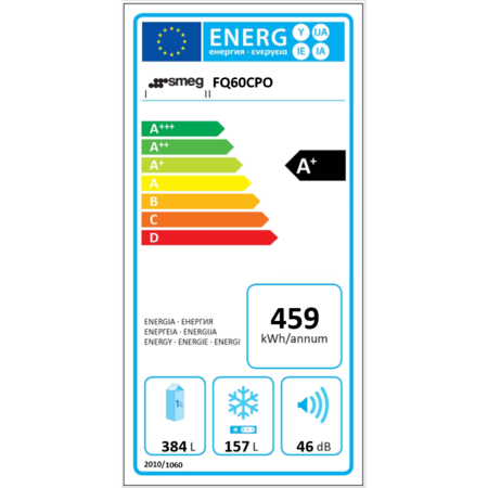 Side by side Smeg Coloniale FQ60CPO, 541 L, Clasa A+, Full No Frost, Functie Vacanta, 4 usi, H 187 cm, Crem