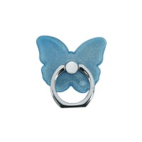 Suport pentru telefon, ring holder Butterfly, cu inel , functie de stand, rotire 360 grade, compact & subtire, albastru sidefat