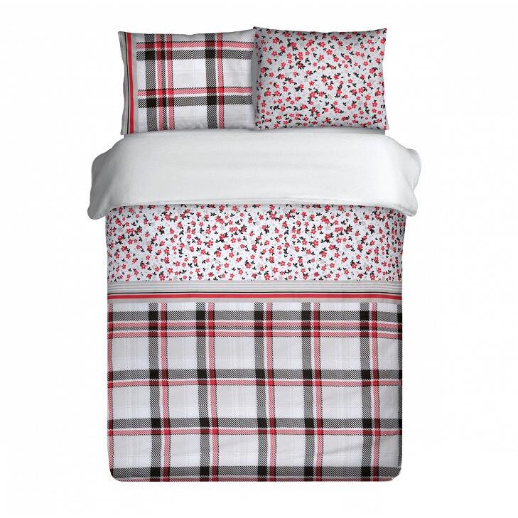 Lenjerie de pat Eurofirany Classic Ness, Satin, 220x200 cm, Alb/Rosu