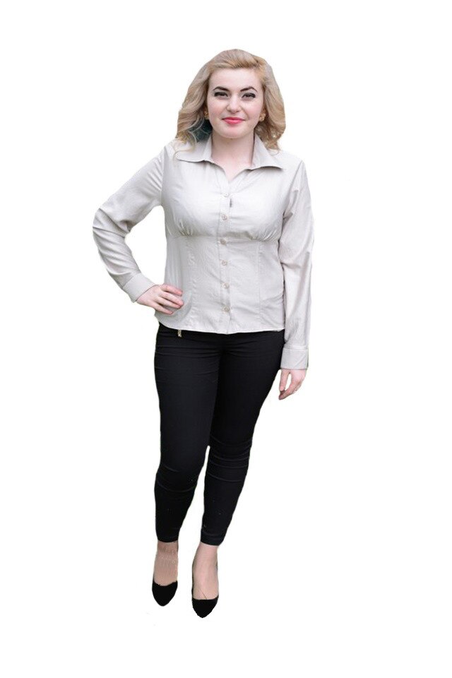 Camasa clasica,maneca lunga,fronseuri la bust,D&J Exclusive,, Bej