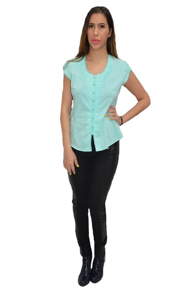 Camasa rafinata,masura mare,design brodat,D&J Exclusive, Turcoaz