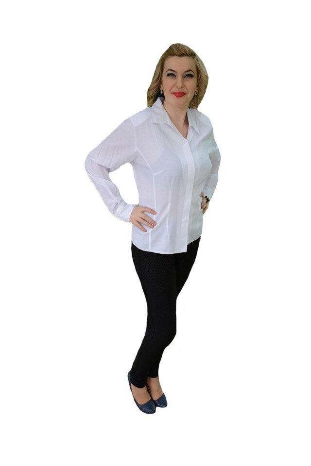 Camasa simpla,maneca lunga,D&J Exclusive,, Alb