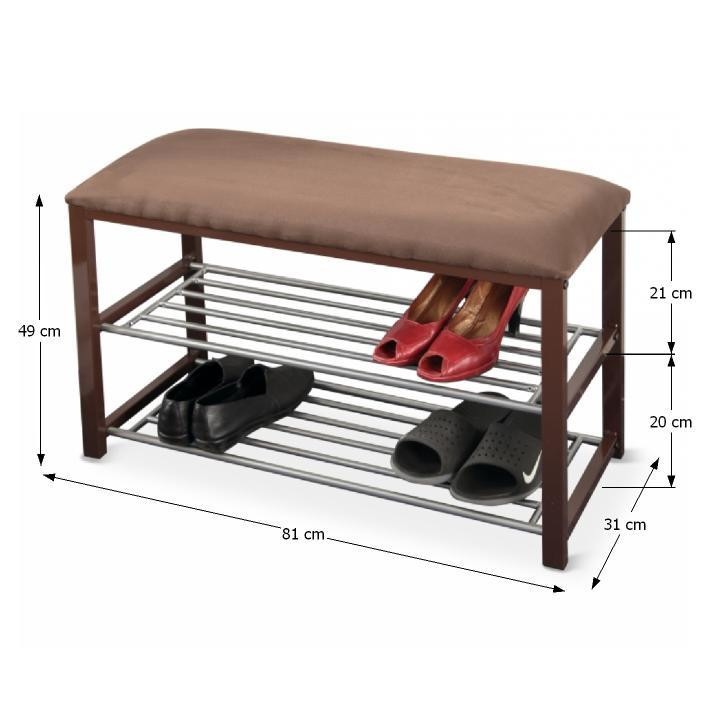 Pantofar /bancuta ,tapiterie ciocolatiu/metal maro inchis ,81x31x49 cm