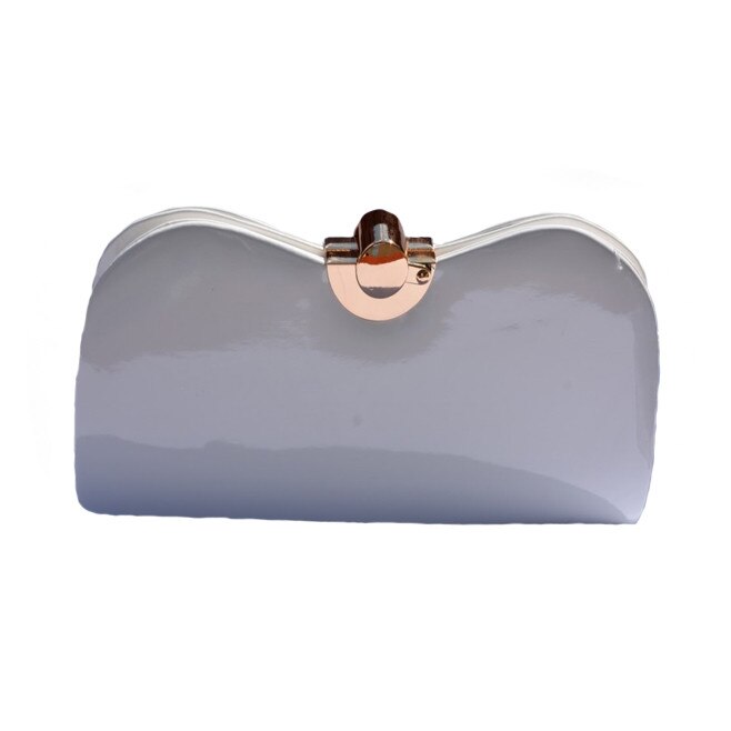 Geanta rafinata cu aspect lucios, cu forma deosebita, D&J Exclusive, alb
