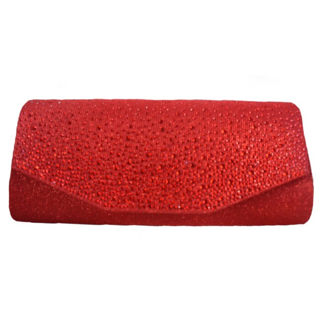 Poseta fashion gen plic, design de strasuri aplicate,material lucios,D&J Exclusive,rosu