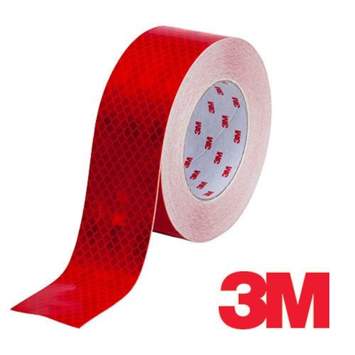 Светлоотразителна лента 3M, За гъвкави повърхности, Ширина 5 см, Червена