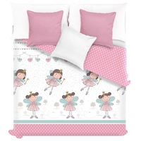 Cuvertura matlasata pentru copii Princess Slowdeco, 160x220 cm, Alb/Roz