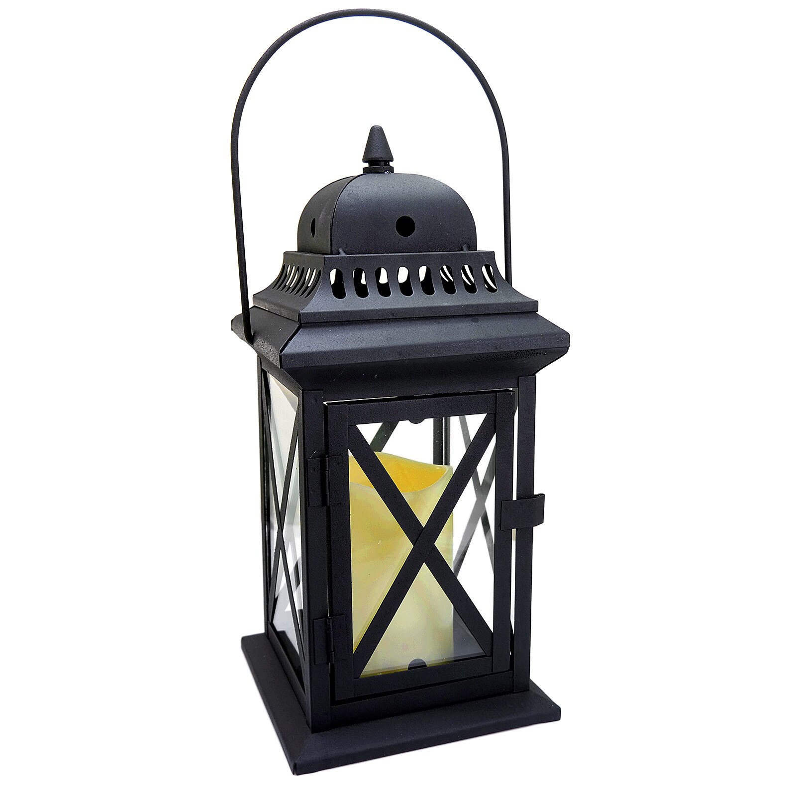 Felinar decorativ din metal cu led 14x14x30cm