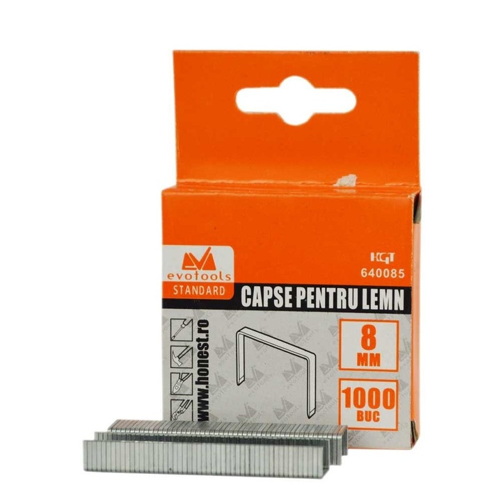Capse capsator lemn 8x1.2 mm- 1000 buc Evotools