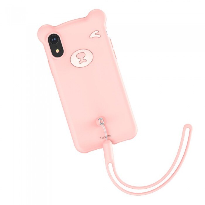 Husa de protectie, Baseus Bear, Flexible Gel Cover, iPhone XR, Roz