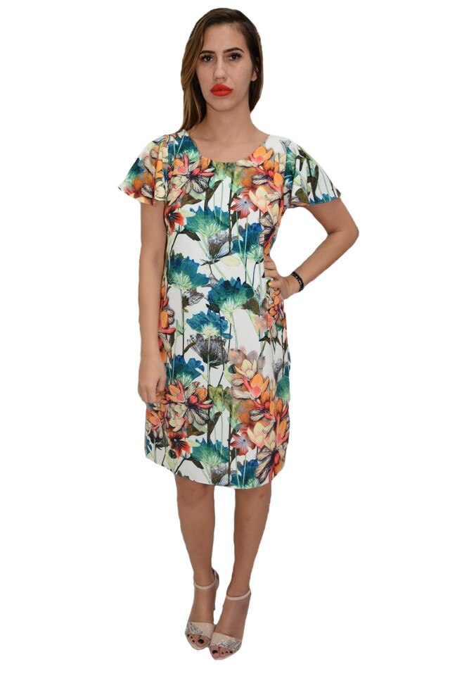 Rochie rafinata, scurta, cu imprimeu floral, D&J Exclusive, Multicolor