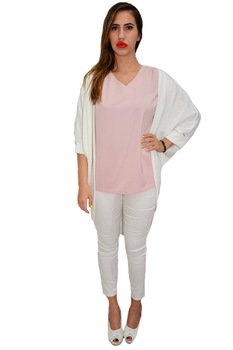 Bluza trendy, maneca trei sferturi, fara nasturi, D&J Exclusive, Alb Bluza trendy, maneca trei sferturi, fara nasturi, D&J Exclusive, Alb