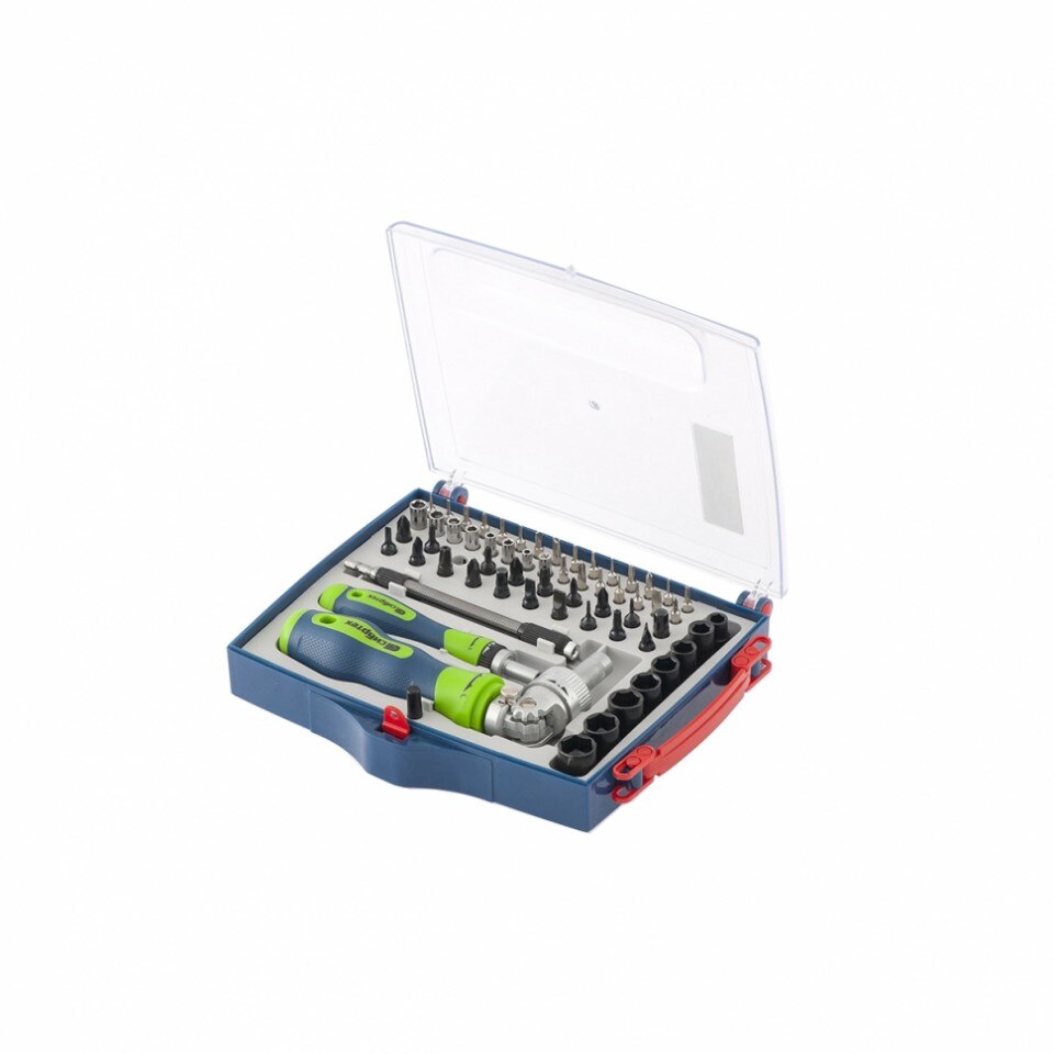 Set surubelnite cu clichet, biti, tubulare, 61 piese, CrV, SibrTech