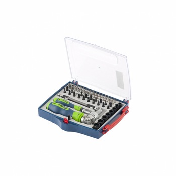 Set surubelnite cu clichet, biti, tubulare, 61 piese, CrV, SibrTech Set surubelnite cu clichet, biti, tubulare, 61 piese, CrV, SibrTech