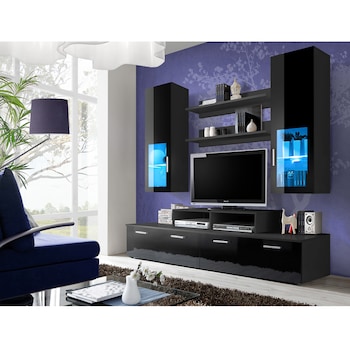 Living Genarom Mini 23 ZZ MI, Negru/Negru Lucios, 200 x 190 x 45 cm Living Genarom Mini 23 ZZ MI, Negru/Negru Lucios, 200 x 190 x 45 cm