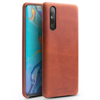 Husa slim din piele de vitel, tip back cover, Huawei P30 - Qialino Classic, culoare Maro Husa slim din piele de vitel, tip back cover, Huawei P30 - Qialino Classic, culoare Maro