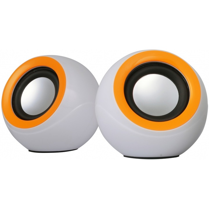 OMEGA OG-116B hangszórók, 2.0, 6W RMS, USB, Fehér/Narancssárga