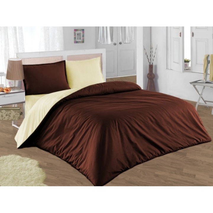 Спален комплект RAKLA Брауни, 100% памук Ранфорс, макси спалня, 4 части