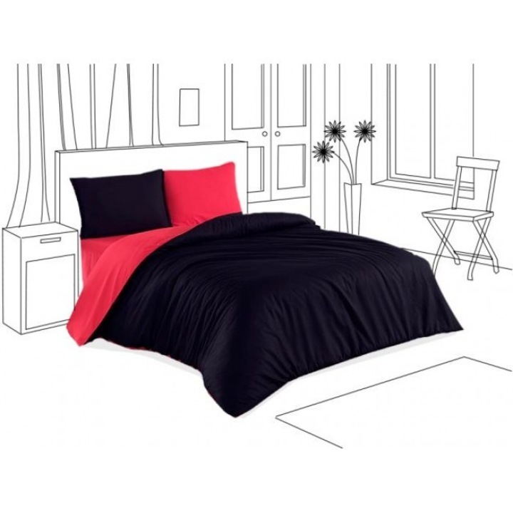 Спален комплект RAKLA Росо-Неро, 100% памук Ранфорс, макси спалня, 4 части