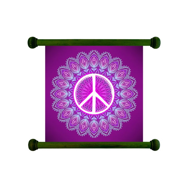 Tablou Mandala-Art Symbols extra lucios 24, 120 cm x 120 cm, Verde Rotund