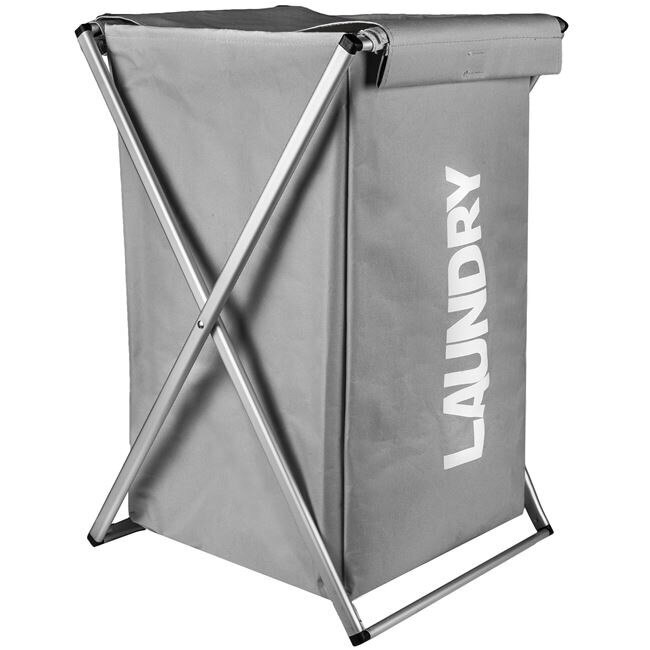 Cos de rufe gri cu suport pentru baie , ATS , aluminium + material texil