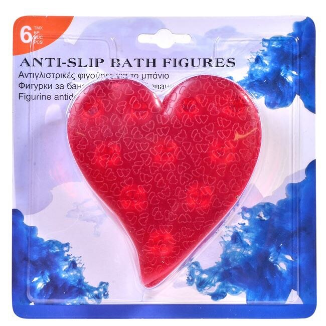 Figurina antiderapanta pentru baie sau cadita , ATS , inima rosie, pentru adulti sau copii