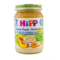 Duet de fructe piersica-caisa cu crema de branza dulce 160g Hipp