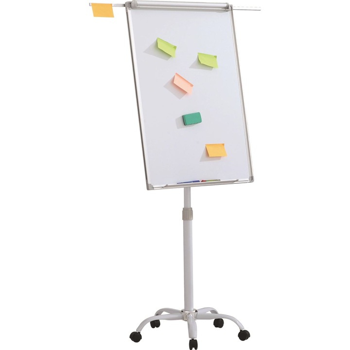 Флипчарт на колела OFFICE Products, Магнитен, 70 x 100 см, Разтегателни странични рамена