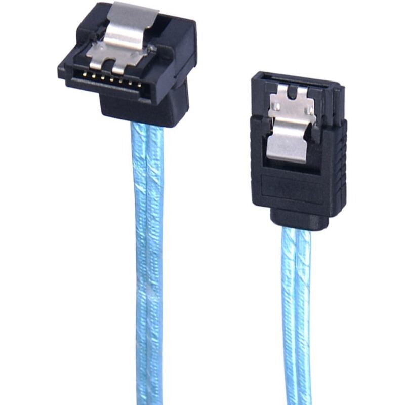Cablu de conectare cu un conector in linie dreapta si unul inclinat la stanga , Delock , SATA 6 Gb/s , 0.3 m