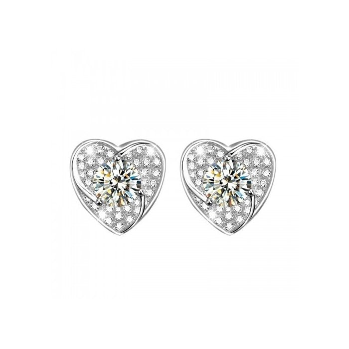 Cercei din argint Diamond Heart