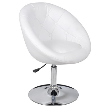 Scaun rotund cu inaltime reglabila, vidaXL, Alb, 61 x 58 x (80 - 93) cm Scaun rotund cu inaltime reglabila, vidaXL, Alb, 61 x 58 x (80 - 93) cm