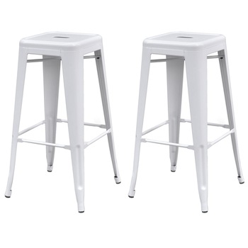 Set de 2 scaune de bar, vidaXL, Alb, 43 x 43 x 76 cm Set de 2 scaune de bar, vidaXL, Alb, 43 x 43 x 76 cm