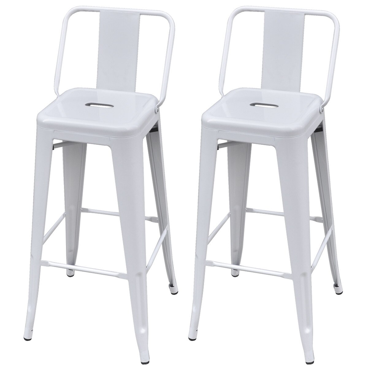 Set de 2 scaune de bar, vidaXL , Alb, 43 x 43 x 101 cm