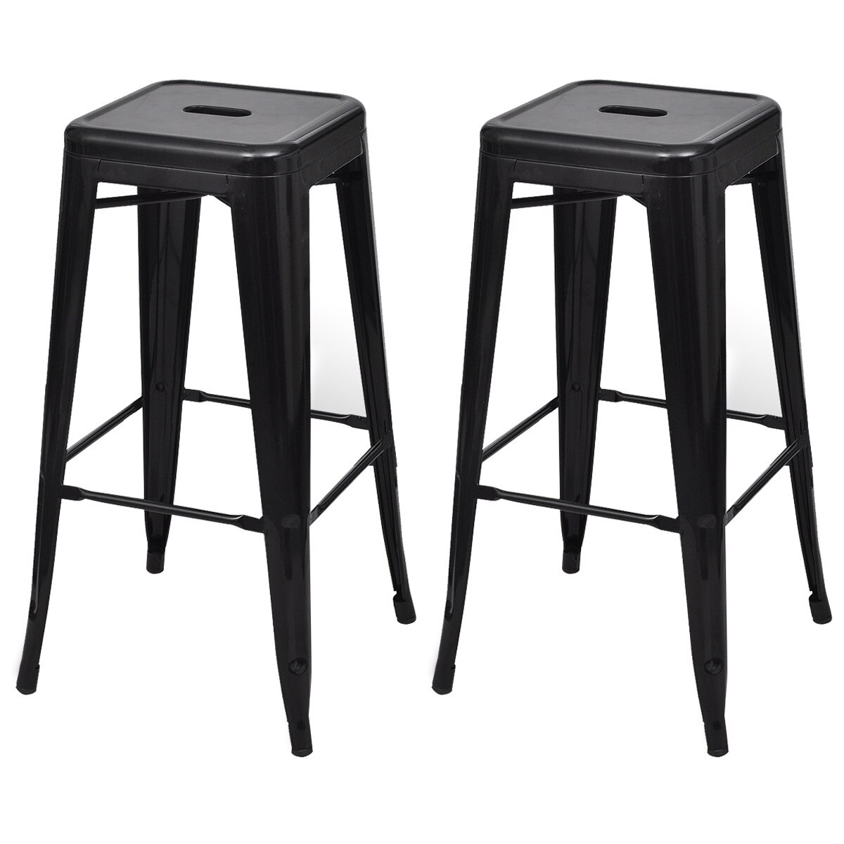 Set de 2 scaune de bar, vidaXL, Negru, 43 x 43 x 76 cm