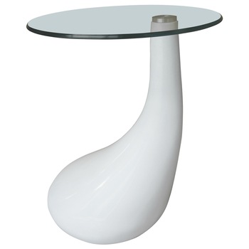 Masuta de cafea cu blat rotund din sticla, VidaXL, alb lucios Masuta de cafea cu blat rotund din sticla, VidaXL, alb lucios