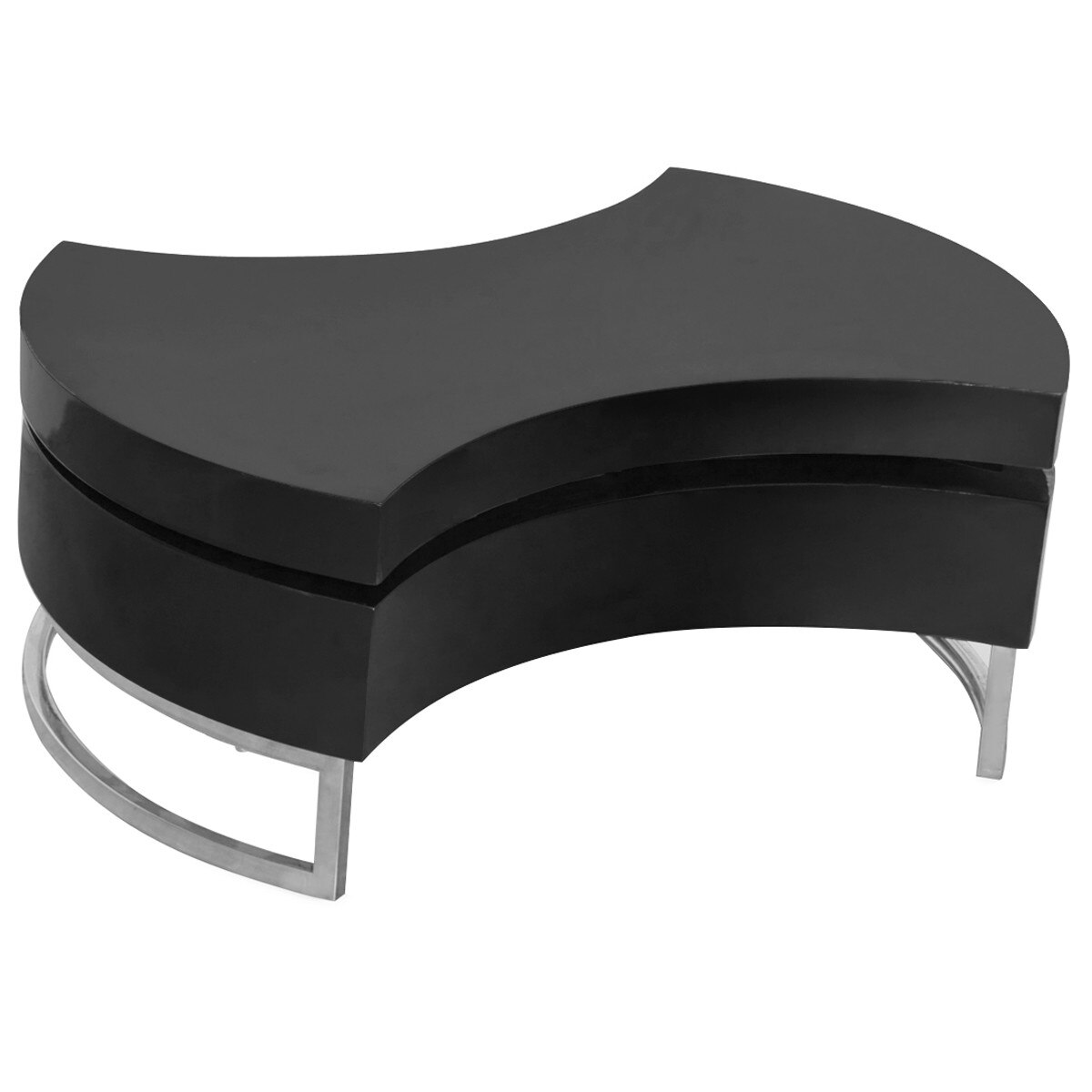 Masuta de cafea cu forma reglabila, VidaXL, negru lucios