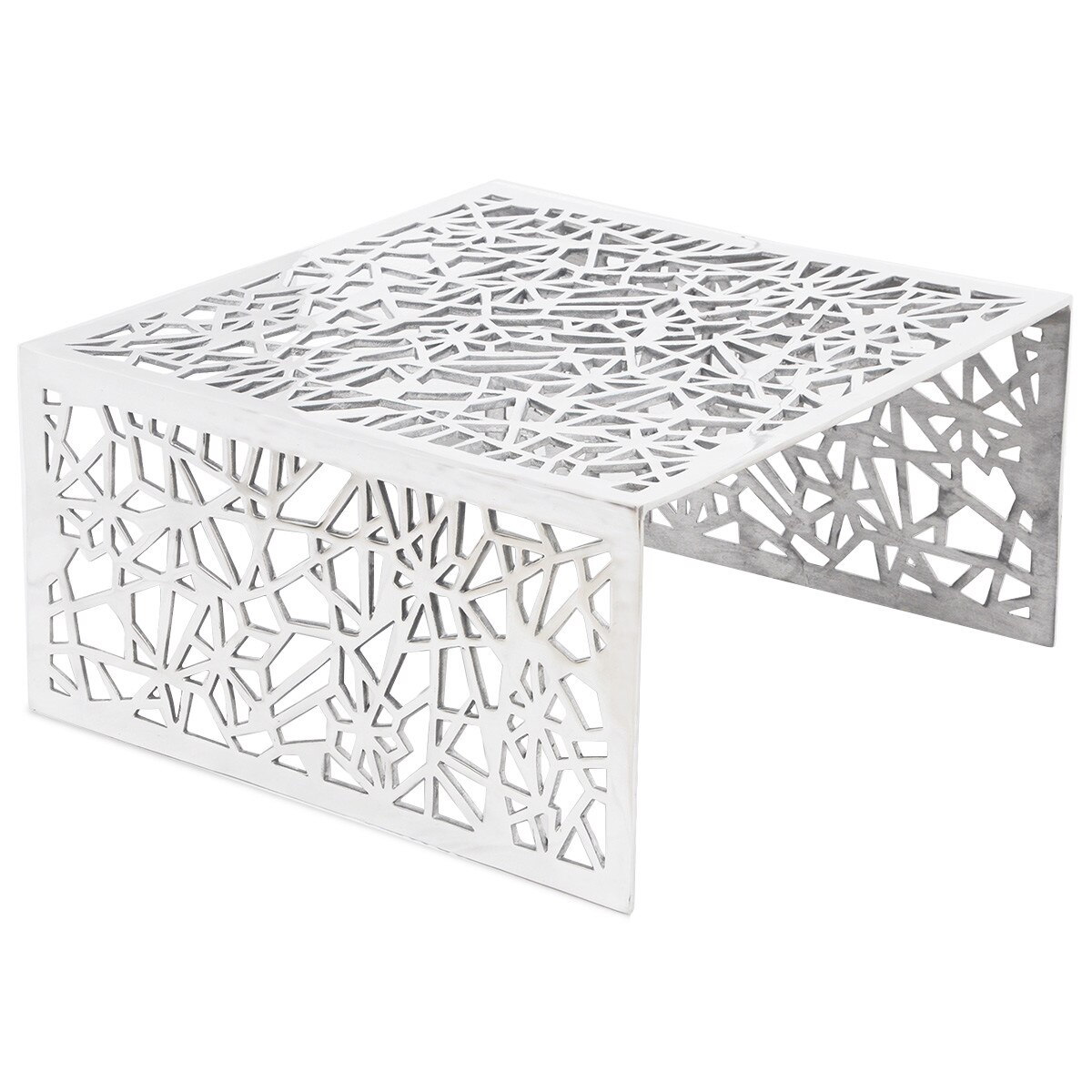 Masuta de cafea cu design geometric, vidaXL, argintiu, aluminiu