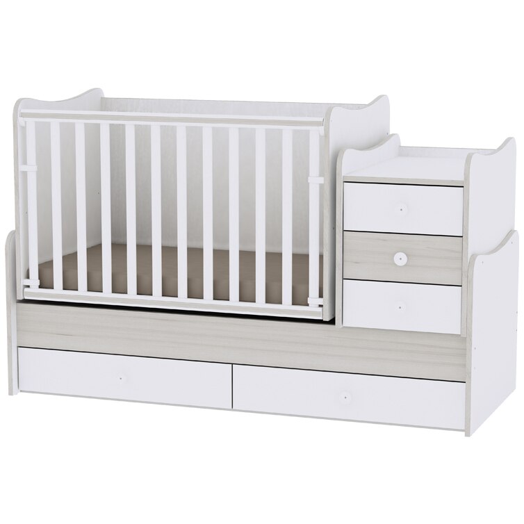 Mobilier transformabil 0-7 Ani, Lorelli Classic, Maxi Plus, White Light Oak, Gri/Alb