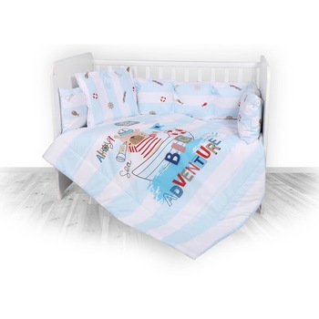 Lenjerie patut Lorelli Classic Lily, 7 piese, 60 x 120 cm, Ursulet Marinar, Bleu/Alb Lenjerie patut Lorelli Classic Lily, 7 piese, 60 x 120 cm, Ursulet Marinar, Bleu/Alb
