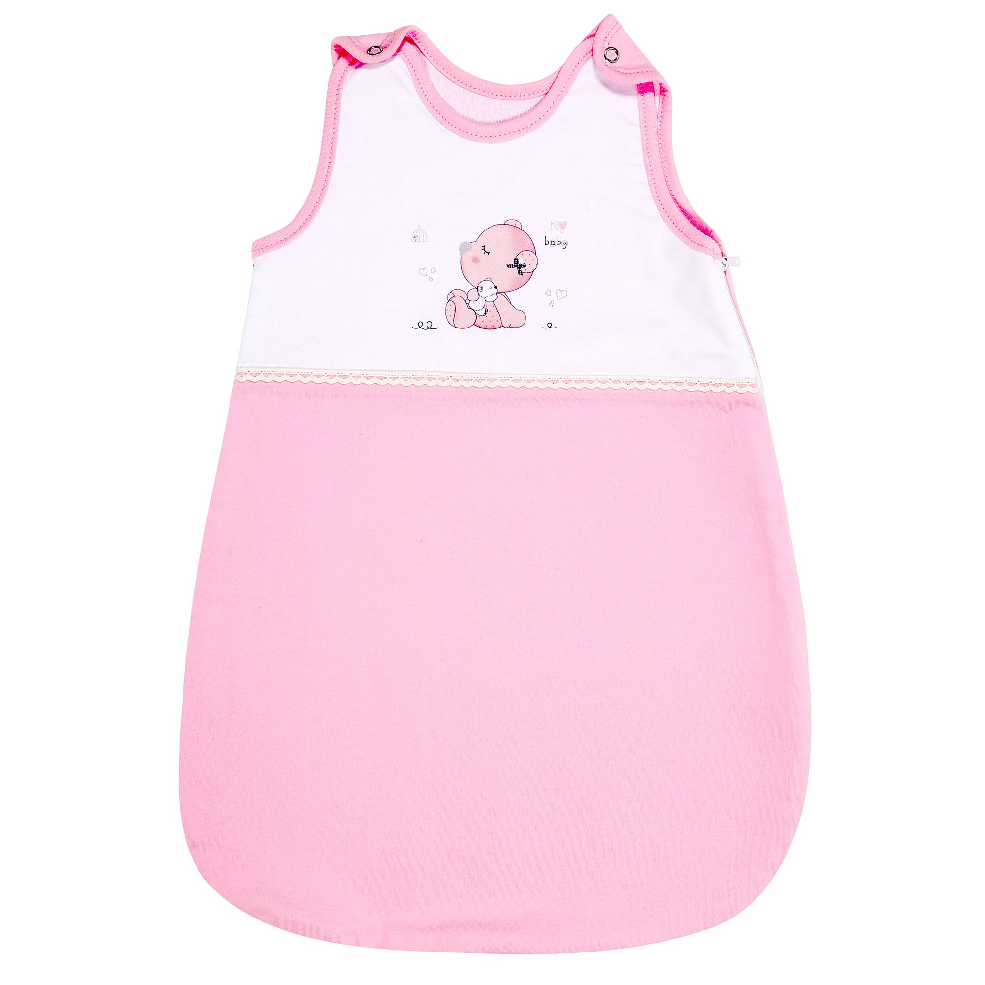 Sac de dormit de vara Lorelli Classic, 60 cm, 0-6 Luni, Balerina, Alb/Roz