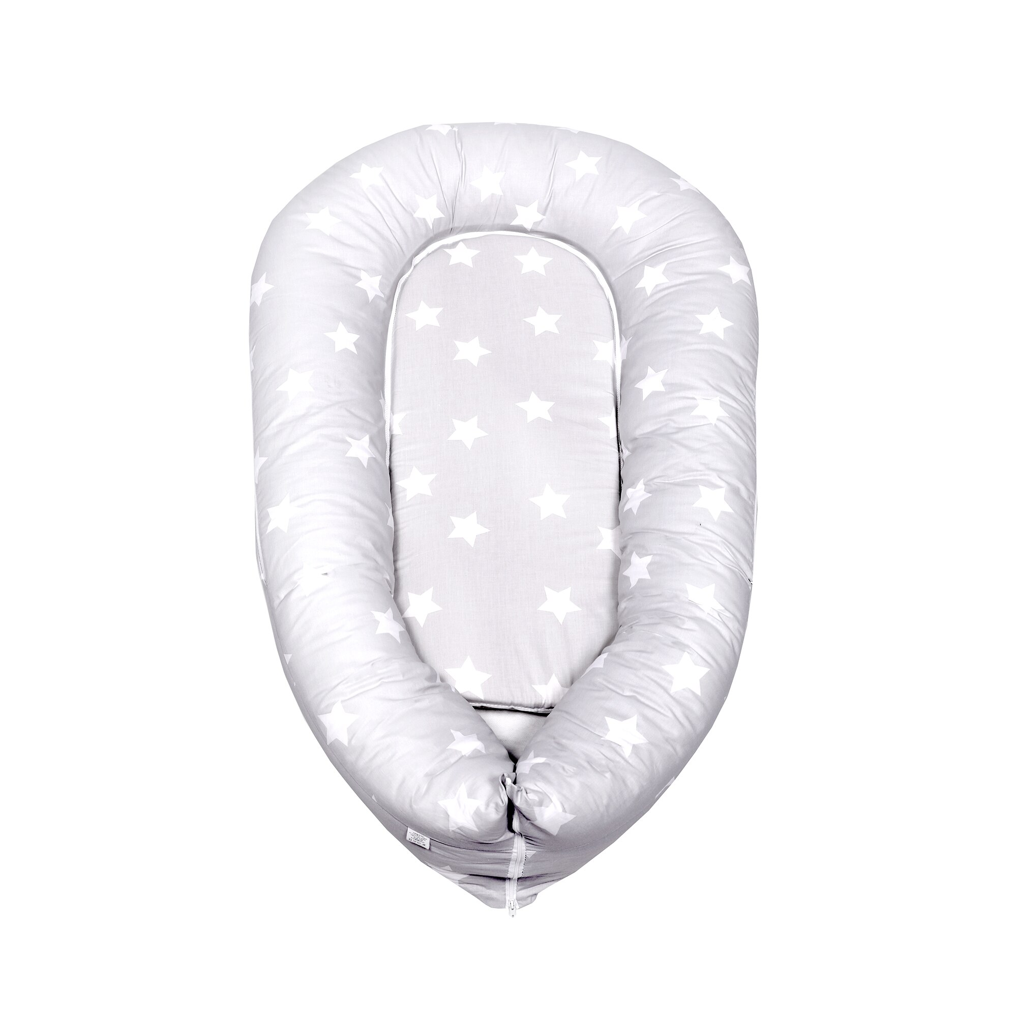 Pozitionator Cuibusor Lorelli Classic Baby Nest 3 in 1, husa bumbac, 110 x 70 x 15 cm, Gri/Alb