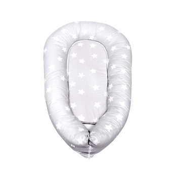 Pozitionator Cuibusor Lorelli Classic Baby Nest 3 in 1, husa bumbac, 110 x 70 x 15 cm, Gri/Alb Pozitionator Cuibusor Lorelli Classic Baby Nest 3 in 1, husa bumbac, 110 x 70 x 15 cm, Gri/Alb