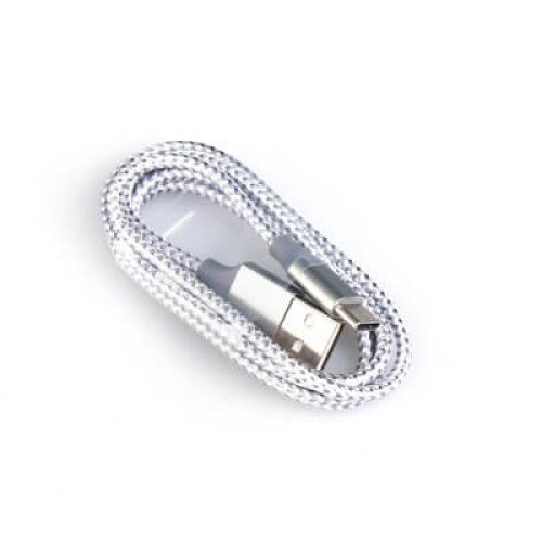 Cablu Nylon USB - USB tip C / 1m / Alb