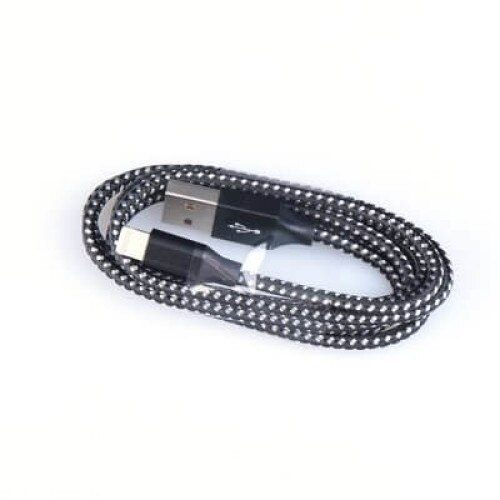 Cablu Nylon. USB - micro USB / 1m / Negru