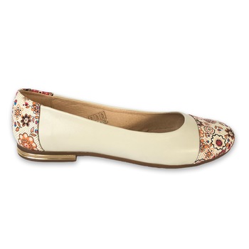 Balerini Dama Bej cu Flori 47BEJ din Piele Naturala Balerini Dama Bej cu Flori 47BEJ din Piele Naturala